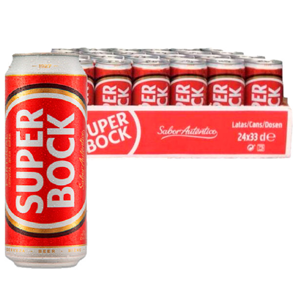 Cerveza Lager 5.2% Alc. SUPER BOCK Lata 330ml. 24/Caja