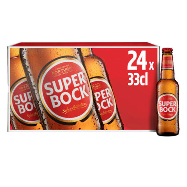 Cerveza Lager 5.2% Alc. SUPER BOCK Botella 330ml. 24/Caja