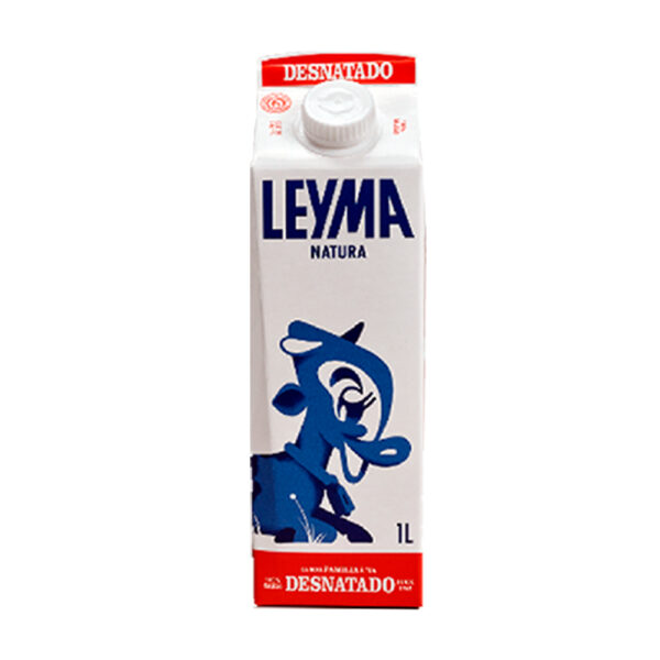 Leche UHT desnatada LEYMA envase elopak con tapón 1L