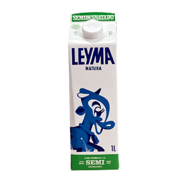 Leche UHT semidesnatada LEYMA envase elopak con tapón 1L