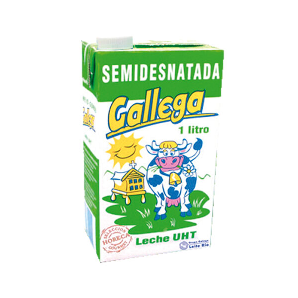 Leche UHT Semidesnatada GALLEGA Brick con tapón 1L