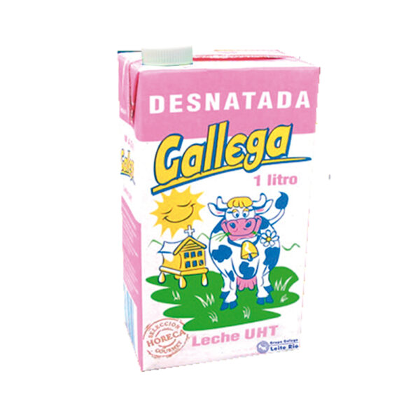 Leche UHT Desnatada GALLEGA Brick con tapón 1L