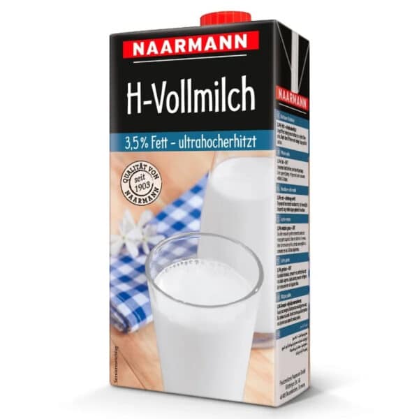 Leche UHT Entera 3.5%MG NAARMANN Brick con Tapón 1L
