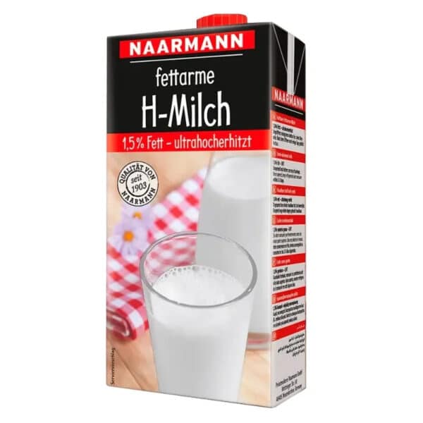 Leche UHT Semidesnatada 1.5%MG NAARMANN Brick con Tapón 1L