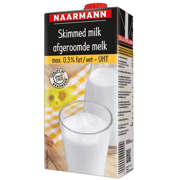 Leche UHT Desnatada 0.3%MG NAARMANN Brick con Tapón 1L
