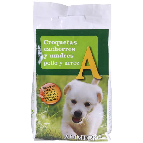 Alimento Perros Cachorros y Madres C/Pollo-Arroz ALIMERKA Saco Plástico Zip 4kg