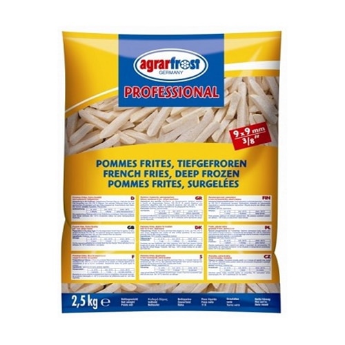 Papas Prefritas Congeladas LVG AGRARFROST Corte Recto 9x9 mm 2.5kg