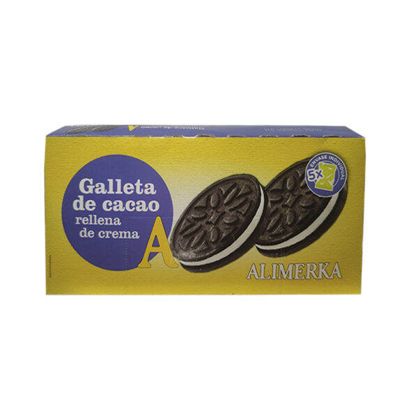 Galletas Cacao Rellenas de Crema ALIMERKA 220g 10/Caja