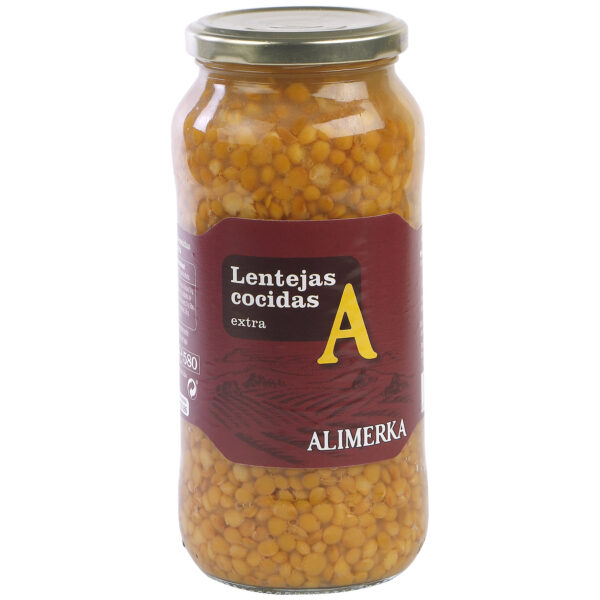 Lenteja cocida ALIMERKA frasco 570g/12U Caja