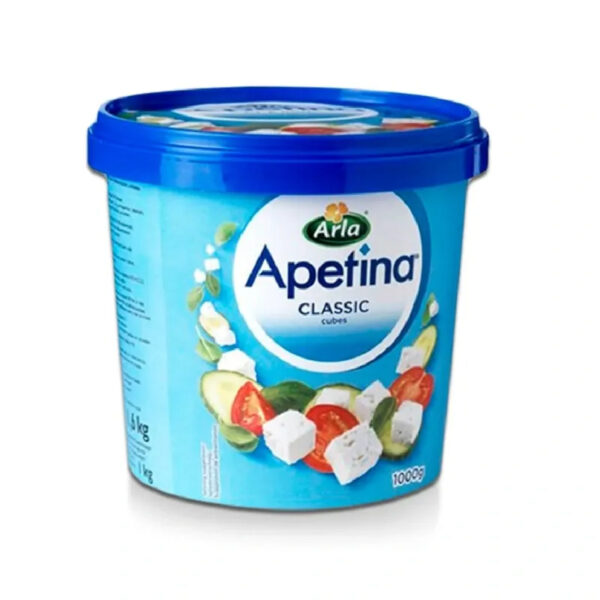 Queso Blanco dados tipo Feta en salmuera sin lactosa Apetina 45%MG ARLA cubo 1.6kg (Peso Escurrido 1.0kg)