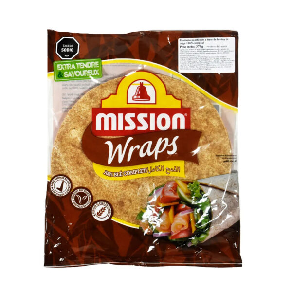 Tortilla de Trigo Integral 25cm. MISSION Pack 6U 370g